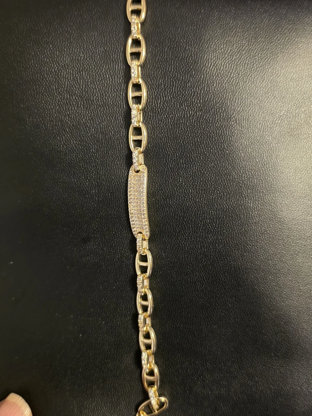 14K Gold Over Sterling Silver Pave Link Bracelet - Women